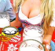 huge boobed blonde sitting at Frühlingsfest München